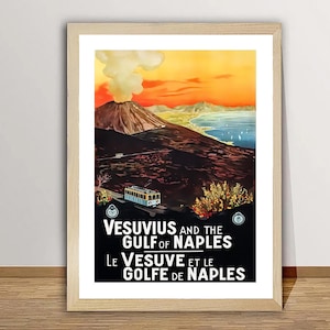 Vesuvius and the Gulf of Naples, Italy Vintage Travel Poster - Travel Memories Poster / Travel Naples Gift Ideas / Wall Decor