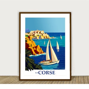 La Corse, Frankreich Reiseposter von Mi - La Corse Affiche, Korsika Poster, Wanddeko, Geschenkidee