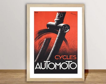 Póster de bicicleta vintage Cycles Automoto - Póster deportivo