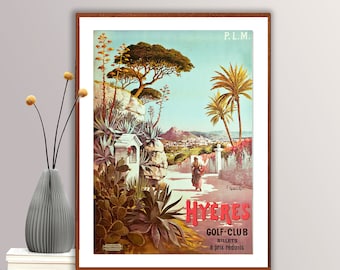 Hyeres, France Vintage Travel Poster: Coastal Riviera Art Print