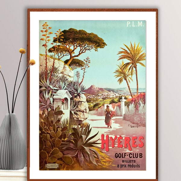 Hyeres, Frankreich Vintage Reise Poster - Poster auf Papier oder Leinwand / Geschenkidee