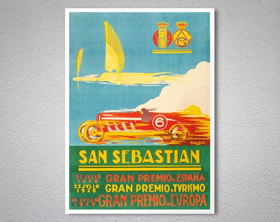 Vintage San Sebastian Spanish Grand Prix Poster A3 Print