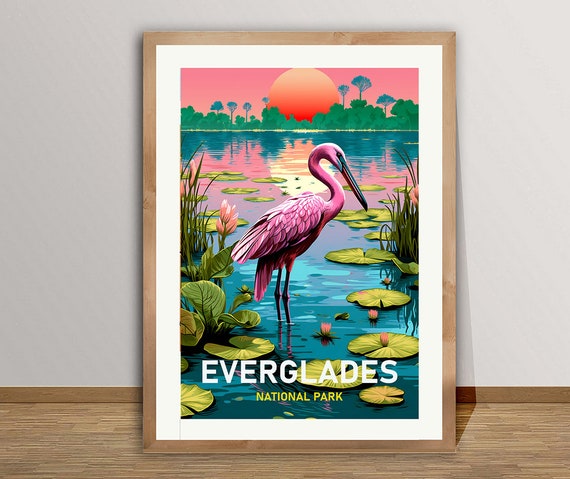 Buy Everglades National Park Poster: Florida Travel Print, Pink
