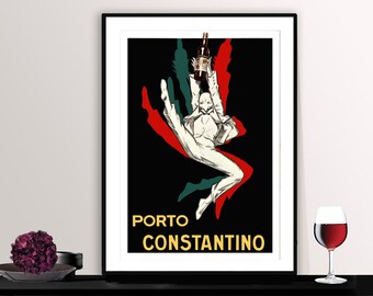 Porto  Constantino Vintage Food&Drink Poster by Jean d'Ylen - Poster Print or Canvas Print / Christmas Gift / Wall Decor