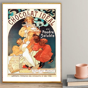 Vintage Chocolat Ideal Advertising Art Print - reproductie van een vintage kunstwerk, decoratieve doeleinden wanddecoratie