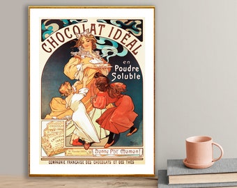 アルフォンス・ミュシャ作「ショコラ・イデアル」ヴィンテージ