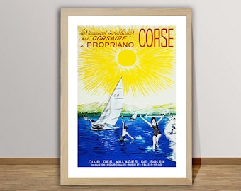 Corse Propiano Vintage Travel Poster: France Riviera Art Print