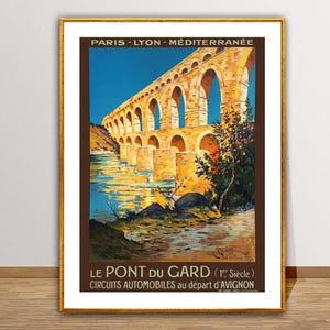 Le Pont du Gard, France Vintage Travel Poster - Ancient Roman Bridge Poster, Memories of Travel Le Pont du Gard, Gard Bridge Wall Art