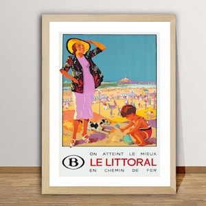 Le Littoral, France  Vintage Travel Poster - Travel Art Prints / Gift Idea / Wall Decor