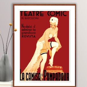 Teatre Comic de Barcelona Poster de entretenimento vintage - papel de pôster ou impressão em tela / ideia de presente
