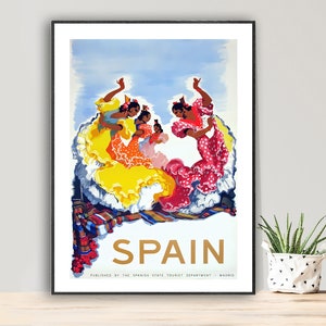 Flamenco Dancers, Spain Vintage Travel Poster - Poster Paper or Canvas Giclee Print / Gift Idea