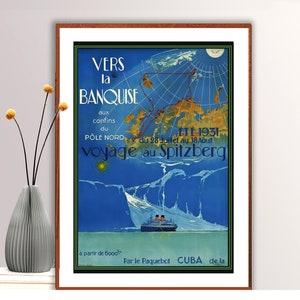 Vers La Banquise aux Confins du Pole Nord, Voyage au Spitzberg Poster di viaggio vintage - Carta poster o stampa su tela / Idea regalo / Decorazione murale