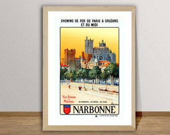 Narbonne, France Vintage Travel Poster - Poster Paper or Canvas Print / Gift Idea / Wall Decor