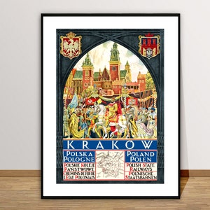 Krakow Poland Vintage Travel Poster - Krakow Poster, Travel Krakow, Wall Decor, Gift Idea