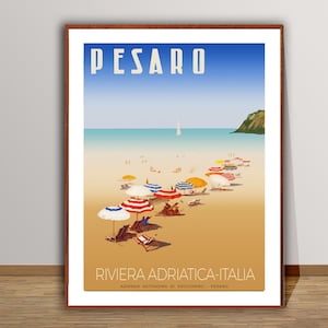 Pesaro, Riviera Adriatica Italia  Vintage Travel Poster - Travel Art Prints / Gift Idea / Wall Decor