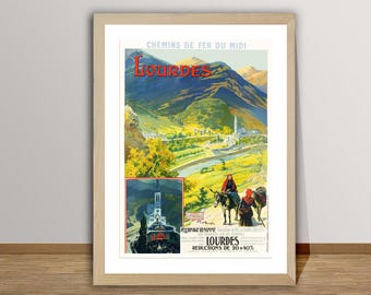 Lourdes Frankreich Vintage Reiseplakat: Retro Wandkunst