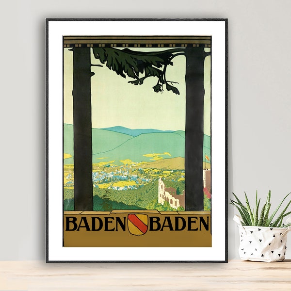 Baden,  Baden Germany Vintage Travel Poster - Poster Paper or Canvas Print / Gift Idea