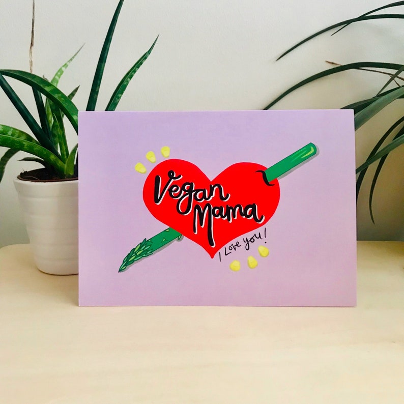 Vegan Mum Card  free postage vegan mama veggie mum plant image 0