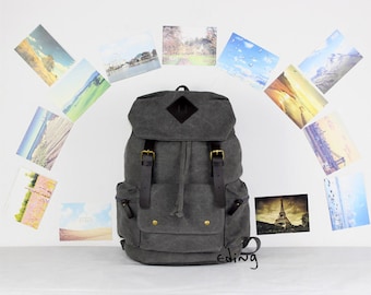 Gray Canvas Backpack