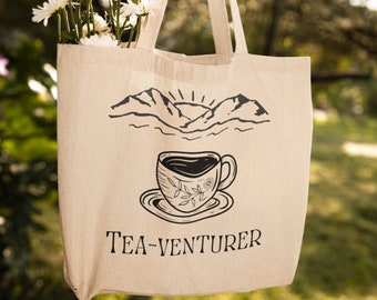100% Cotton Tea-Venturer Mountain Tote Bag: Durable and Versatile for Everyday Adventures