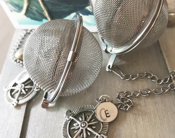 Pair of Personalized Tea Infusers with Compass Charm
