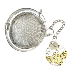 Personalized Tea Ball Infuser with Bee and Initial Charm