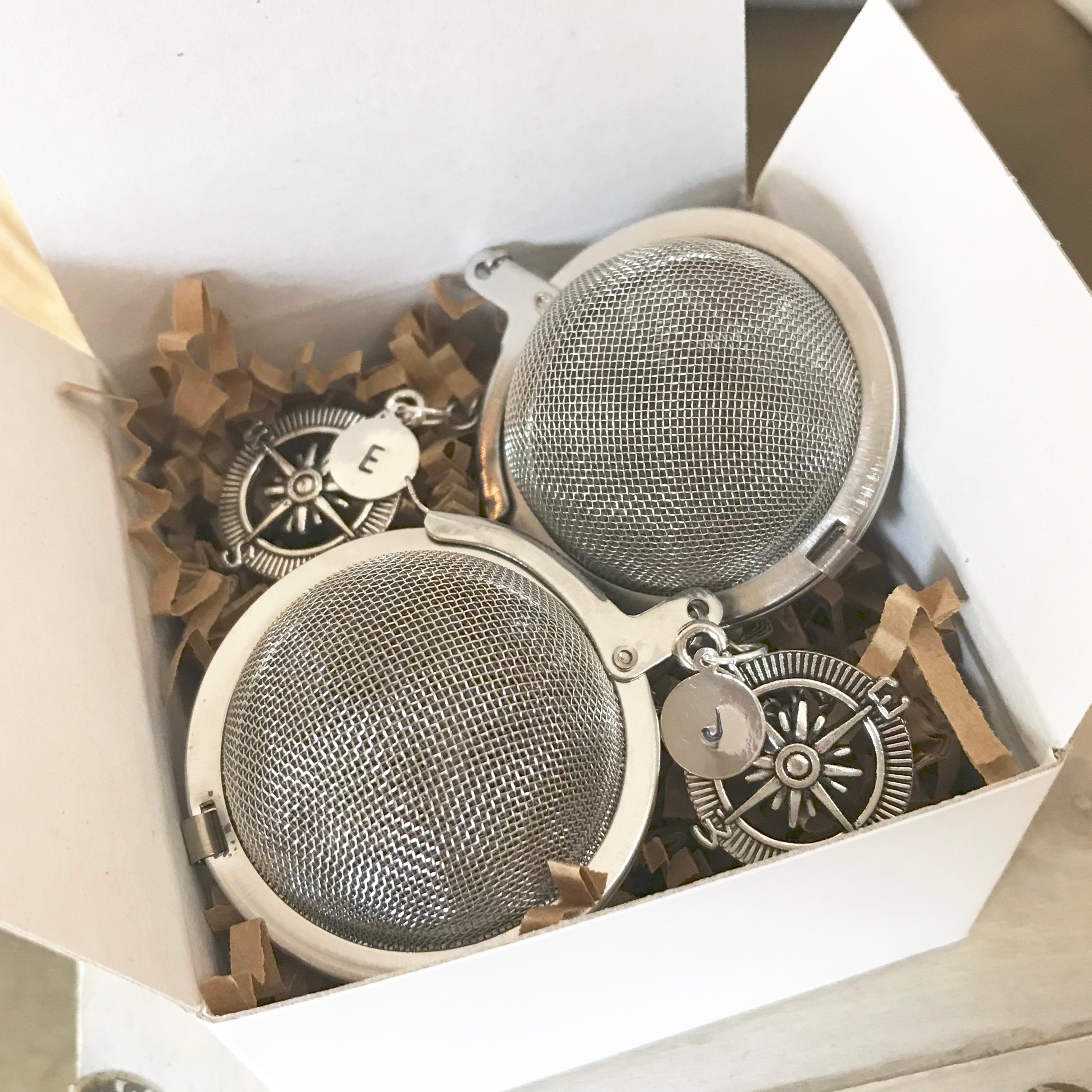 Pair of Personalized Tea Infusers With Compass Charm - Etsy