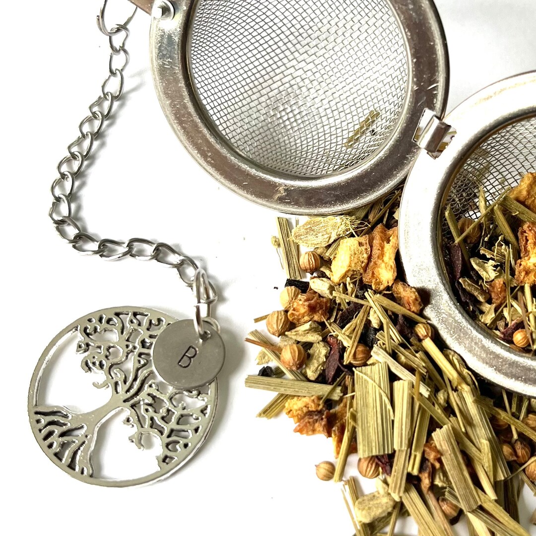 Tree of Life Tea Infuser With Personalized Initial Charm Etsy