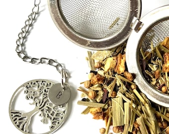 Personalized Tree of Life Tea Infuser – Hand Stamped Initial Gift