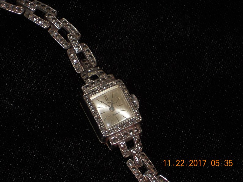 BUCHERER VINTAGE LADIES Swiss .800 Silver & Marcasite Watch, Runs Etsy
