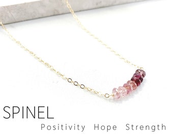 Positivity Hope Strength Necklace, Spinel Gemstone Bar
