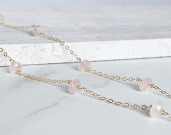 Morganite Station Necklace