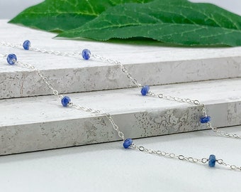 Sapphire Necklace in Gold or Silver, September Birthstone Jewelry, Blue Sapphire Station Necklace, Meaningful Necklace