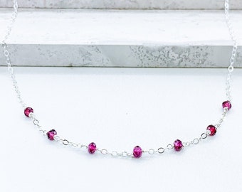 Garnet Necklace Silver or Gold, January Birthstone, Meaningful Necklace