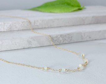 Ethiopian Opal Necklace in Gold or Silver, October Birthstone, Meaningful Necklace