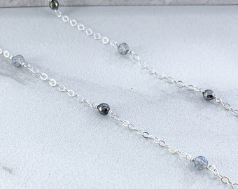Labradorite and Pyrite Beaded Chain Necklace, Gold Filled or Sterling Silver