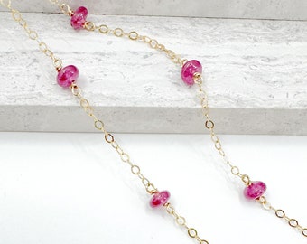 Pink Sapphire Necklace in gold or silver, Meaningful Necklace, Sapphire Jewelry