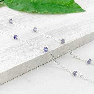 Iolite Station Collier Argent ou Or Rempli Chaîne, Collier significatif