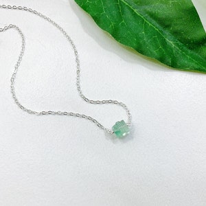 Green Fluorite Necklace, Fluorite Jewelry, Minimalist Square Necklace, Dainty Gold Gemstone Gift For Her