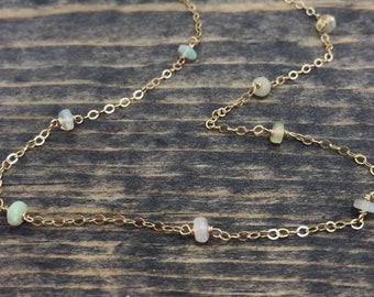 Ethiopian Opal Necklace Gold or Silver, Opal Jewelry, October Birthstone Gift for Woman, Meaningful Necklace