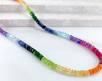 Rainbow Multi Gemstone Necklace, One of a kind Rainbow necklace, Gemstone Candy Necklace