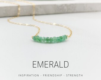 Emerald Necklace in Gold or Silver, Meaningful Necklace, May Birthstone
