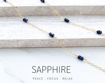 Sapphire Necklace in Gold or Silver, September Birthstone Jewelry, Meaningful Necklace, Healing Crystal