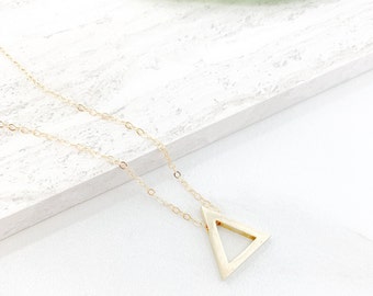 Gold Triangle Necklace, Delta Necklace, Adjustable Chain, Greek Letter