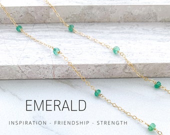Emerald Necklace in Gold or Silver, Meaningful Necklace, May Birthstone, Healing Crystal