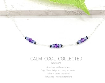 Amethyst Sapphire Tanzanite Iolite Necklace in Gold or Silver