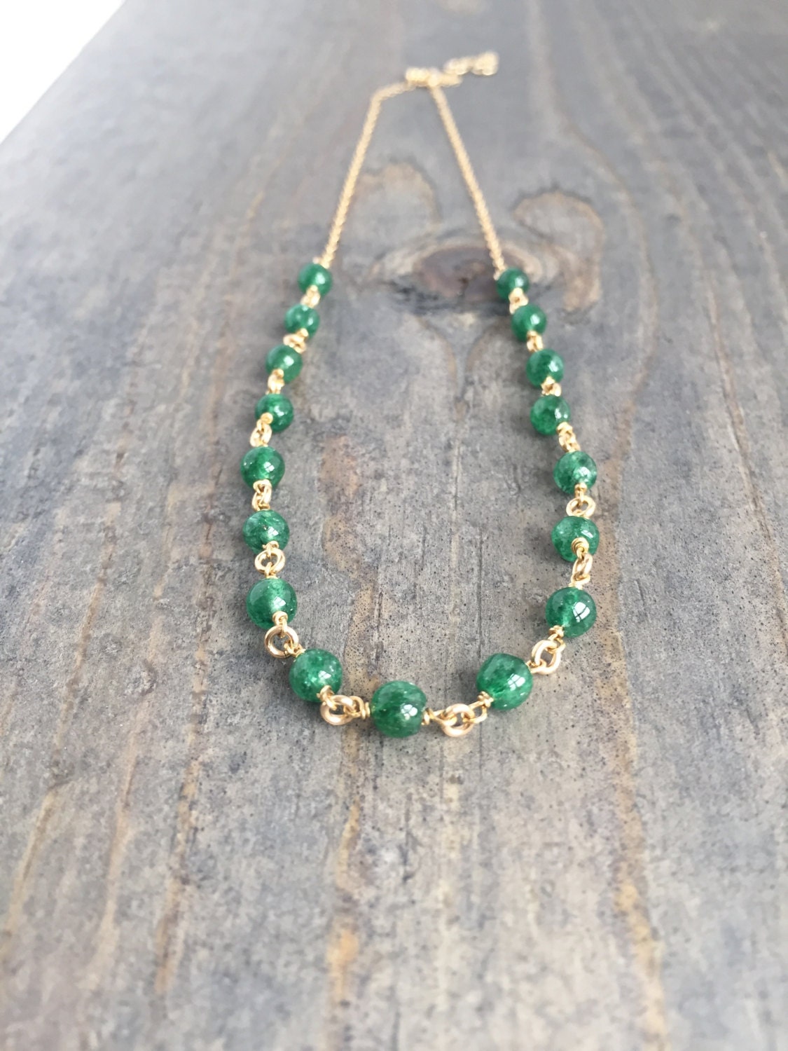 Green Gemstone Choker Gold Choker Gemstone Choker Emerald Green