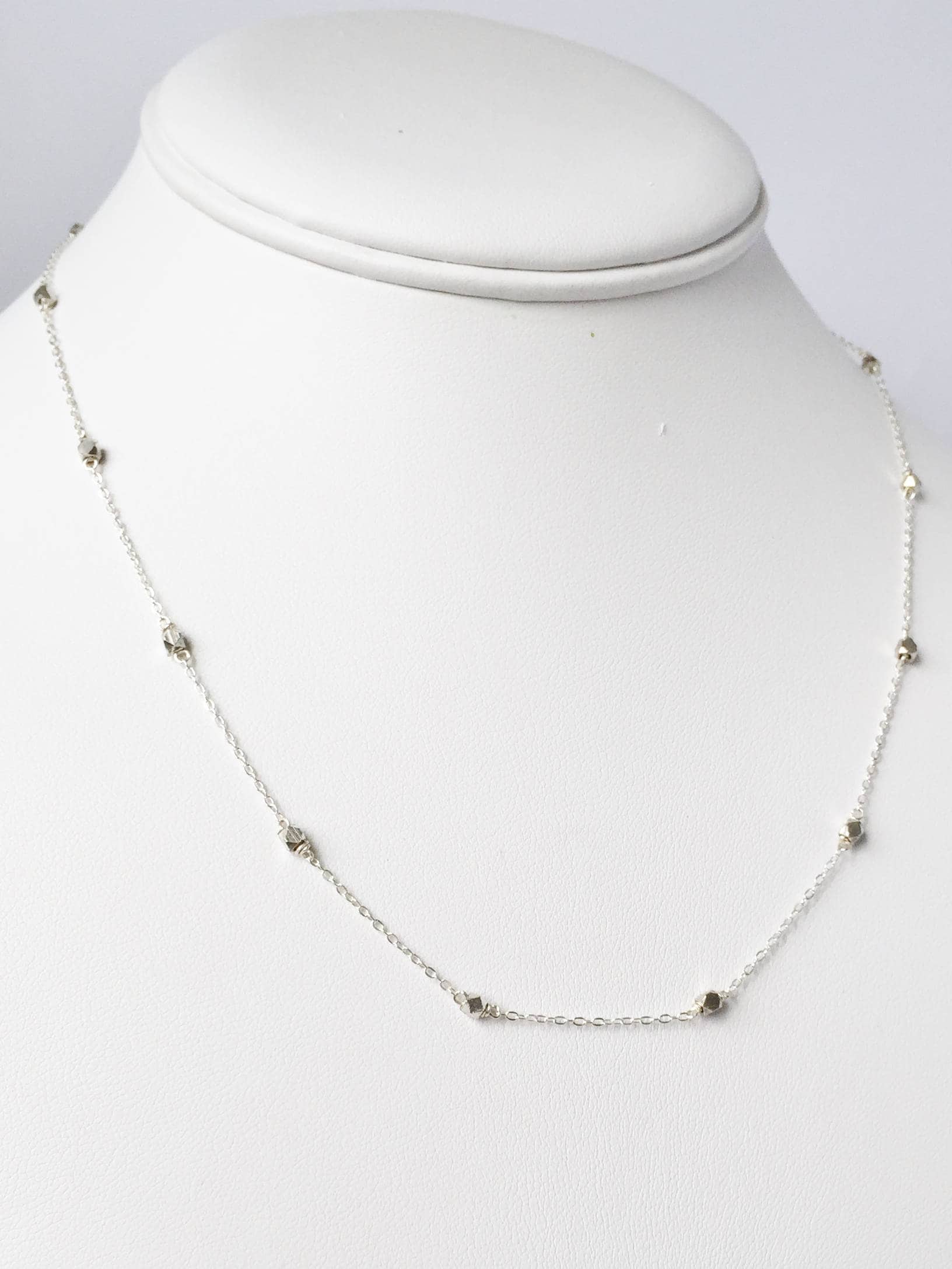 Delicate Beaded Silver Chain