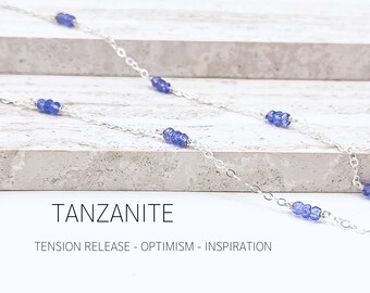 Tanzanite Necklace with Gold or Silver Chain - December Birthstone, Healing Properties, Thoughtful Gift Idea