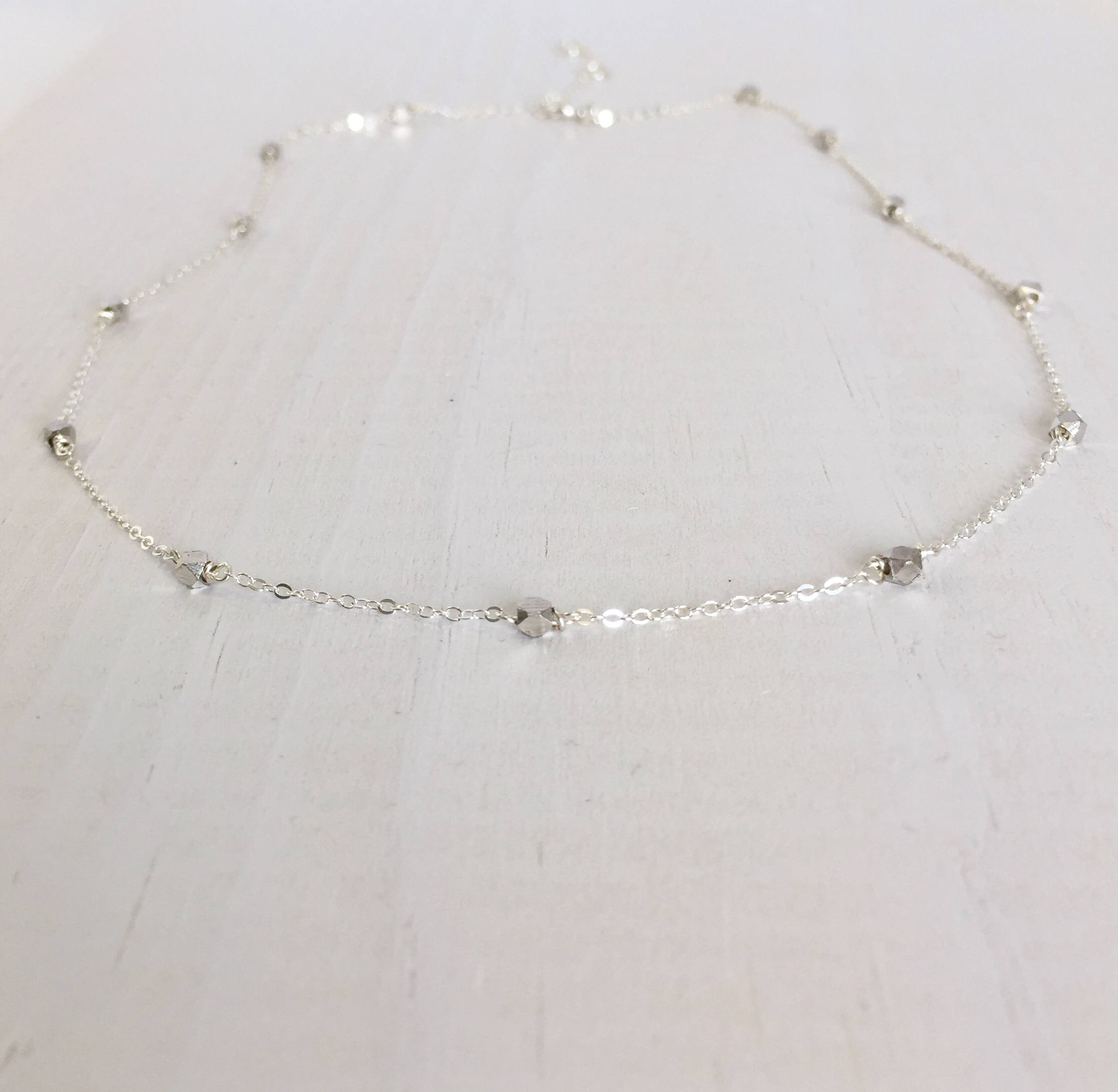 Delicate Beaded Silver Chain